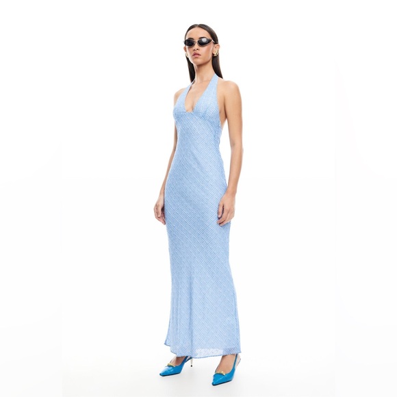 Lioness CARRIE HALTER DRESS | BLUE CHECK B00 - Picture 2 of 7